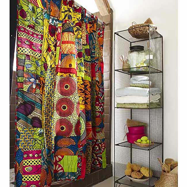 African Patch Curtain W Recycled Water, African Print Curtains